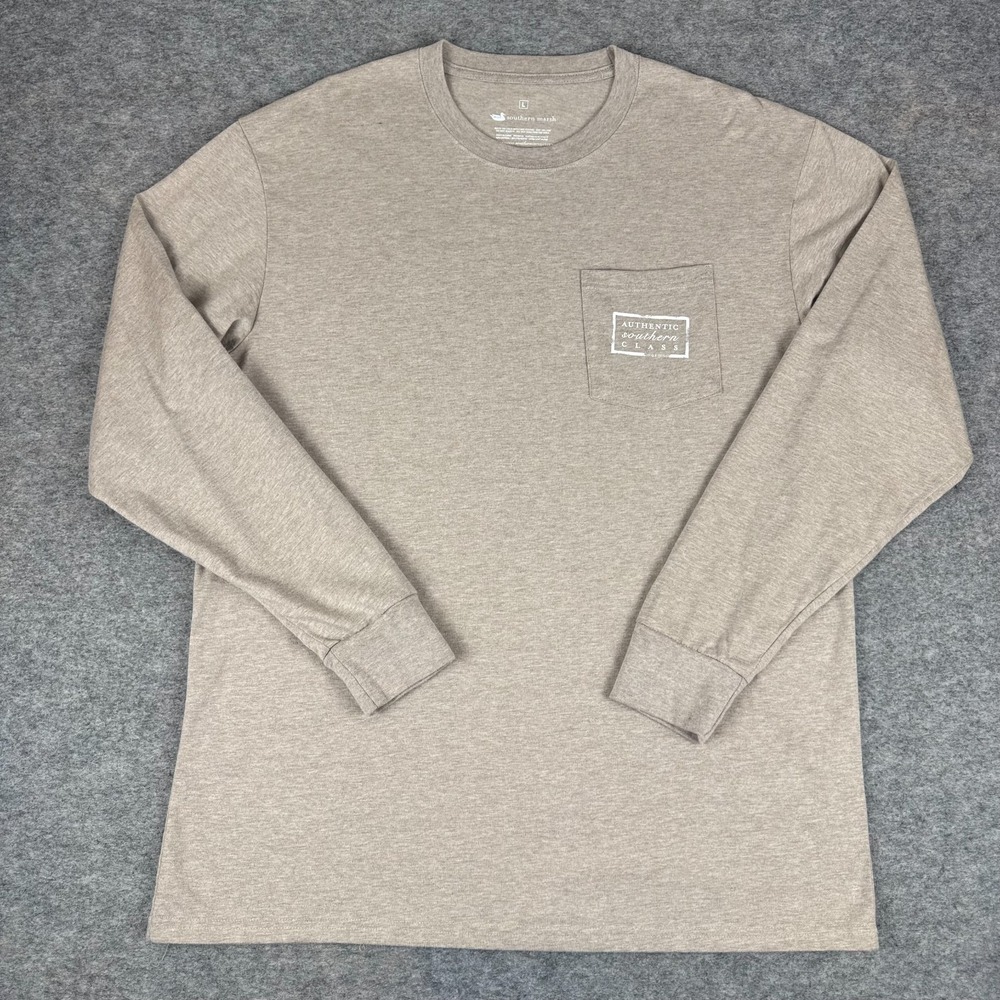 Southern Marsh Pocket Tee Long Sleeve Tan Mens Large L *
